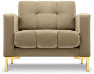 Micadoni Samtstoff Sessel Mamaia | Bezug Beige | Beinfarbe Gold Metal