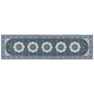 Teppich blau schwarz 80 x 300 cm orientalisches Muster Kurzflor GEDIZ