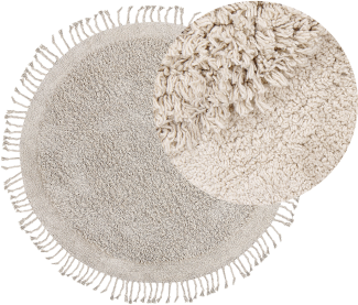 Teppich Baumwolle hellbeige ⌀ 140 cm Fransen Shaggy BITLIS