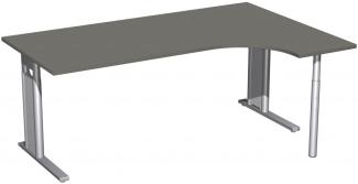 PC-Schreibtisch 'C Fuß Pro' rechts, höhenverstellbar, 180x120cm, Graphit / Silber
