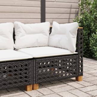 vidaXL Garten-Ecksofa mit Kissen Schwarz Poly Rattan