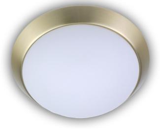 LED-Deckenleuchte rund, Opalglas matt, Dekorring Messing matt, Ø 25cm