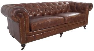Chesterfield-Sofa 3-Sitzer Leder "Royal-Rouge"
