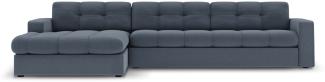 Micadoni 4-Sitzer Ecke links Sofa Justin | Bezug Dark Blue | Beinfarbe Black Plastic