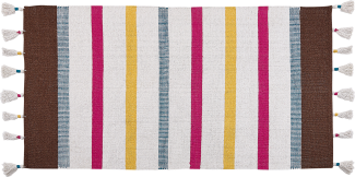 Teppich Baumwolle mehrfarbig 80 x 150 cm gestreiftes Muster Kurzflor HISARLI
