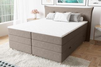 99rooms Zeus Boxspringbett 160x200 cm Velours SORO Beige Taschen-Federung