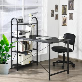 COSTWAY Computertisch mit Ablagefläche, Schreibtisch Arbeitstisch mit verstellbaren Untersetzern, Bürotisch Homeoffice-Schreibtisch für Arbeitszimmer Büro (Schwarz)