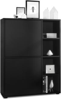 Highboard Schrank Anrichte Cuba mit 8 Fächern, Korpus in Schwarz matt / Fronten in Schwarz matt