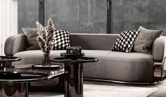 Casa Padrino Luxus Sofa Grau / Bronze 280 x 110 x H. 70 cm - Gebogenes Wohnzimmer Sofa - Hotel Sofa - Wohnzimmer Möbel - Wohnzimmer Einrichtung - Hotel Möbel - Luxus Möbel - Luxus Einrichtung