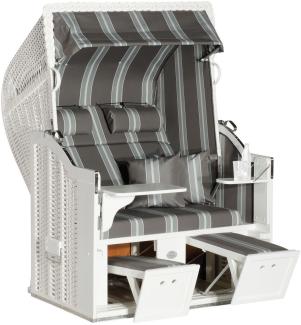 Sonnenpartner Strandkorb Classic 2-Sitzer Halbliegemodell weiß/grau mit Sonderausstattung