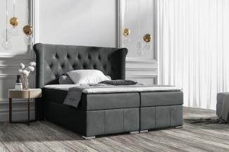 Stylefy 'Alonzo' Boxspringbett, Strukturstoff Inari Dunkelgrau 200 x 200 cm