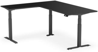 elektrisch höhenverstellbarer Schreibtisch L-SHAPE 200 x 170 x 60 - 90 cm - Gestell Schwarz, Platte Anthrazit