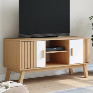TV-Schrank OLDEN Weiß und Braun 114x43x57 cm Massivholz Kiefer (Farbe: Weiß)