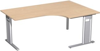 PC-Schreibtisch 'C Fuß Pro' rechts, feste Höhe 180x120x72cm, Buche / Silber