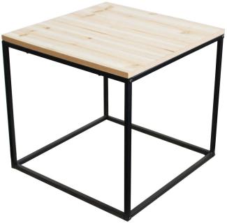 Metall Beistelltisch mit Holz Tischplatte - 39x39x36 cm - Couchtisch Sofatisch Tisch