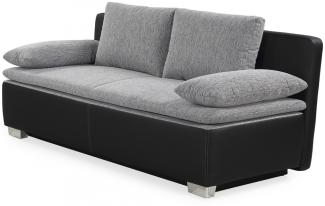 Schlafsofa Sofa 2-Sitzer Bettsofa Couch mit Bettfunktion inkl. aller Kissen Duett schwarz / grau