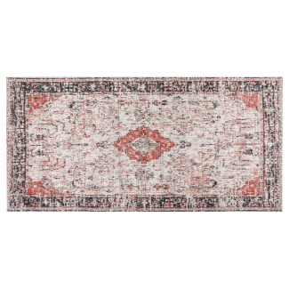 Teppich Baumwolle rot beige 80 x 150 cm orientalisches Muster Kurzflor ATTERA