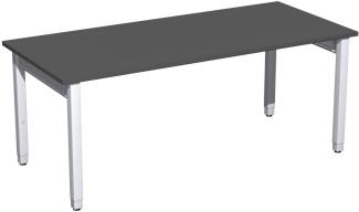 Schreibtisch '4 Fuß Pro Quadrat' höhenverstellbar, 180x80x68-86cm, Graphit / Silber