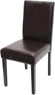 Esszimmerstuhl Littau, Küchenstuhl Stuhl, Leder ~ braun, dunkle Beine