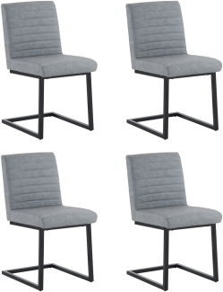 Merax 4er Set Esszimmerstühle, Gepolsterter Stuhl mit zickzackförmige Metallbeine, Moderner Lounge-Stuhl, Kunstleder, hellgrau