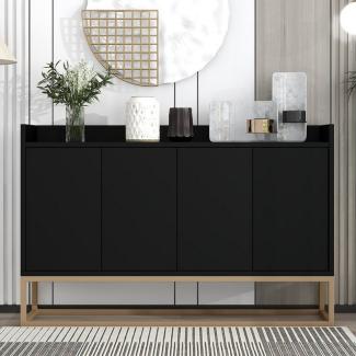 Merax Sideboard mit verstellbaren Einlegeböden und goldenen Metallrahmen, Kommode mit Push-to-Open Funktion,Anrichte,Buffet,Breite: 120cm