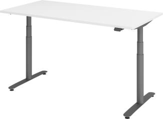 bümö® smarter Schreibtisch Serie-XDLR elektrisch höhenverstellbar mit App-Steuerung 160 x 80 cm in Weiß / Graphit