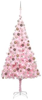 vidaXL Künstlicher Weihnachtsbaum mit LEDs & Kugeln Rosa 240cm PVC, Mit Beleuchtung [3077587]