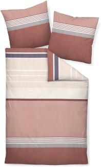 Janine J.D. Mako-Satin Bettwäsche 200x200 Streifen burgund rose 87066-05