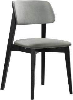 Esszimmerstuhl Taskir C, Stuhl aus Buchenholz für Küche, Restaurant (Schwarz / Magic Velvet 2217)