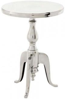 Casa Padrino Designer Luxus Beistelltisch Silver Höhe: 55 cm, Durchmesser 40 cm - Edelstahl Hocker - Nickel Finish