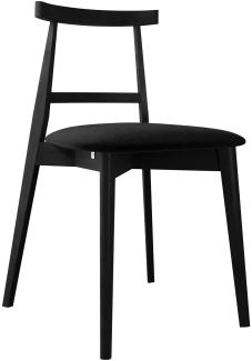 Esszimmerstuhl Hazren, Stuhl aus Buchenholz für Küche, Restaurant (Schwarz / Magic Velvet 2219)