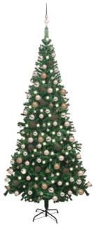 vidaXL Künstlicher Weihnachtsbaum mit LEDs & Kugeln L 240 cm Grün, Mit Beleuchtung [3077577]