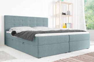 99rooms Bonvito Boxspringbett Pastellblau Strukturstoff INARI Bonell-Federung 140x200 cm