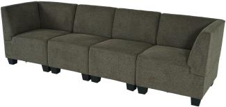Modular 4-Sitzer Sofa Couch Lyon, Stoff/Textil ~ braun, hohe Armlehnen