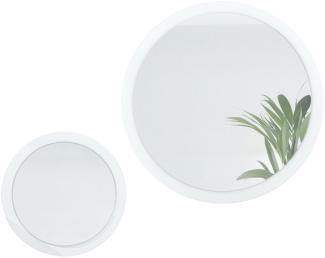 Spiegel Globe Set 50 und 80 cm, 2 dekorative runde Wandspiegel für Flur und Wohnzimmer mit MDF-Rahmen in Weiß matt