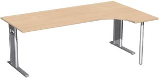 PC-Schreibtisch 'C Fuß Pro' rechts, feste Höhe 200x120x72cm, Buche / Silber