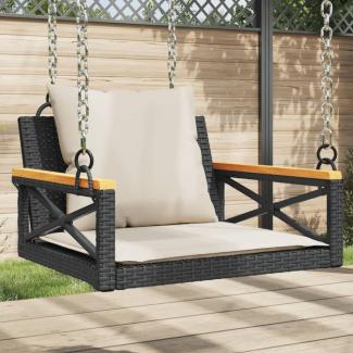 vidaXL Hängesessel mit Kissen Schwarz 63x62x40 cm Poly Rattan