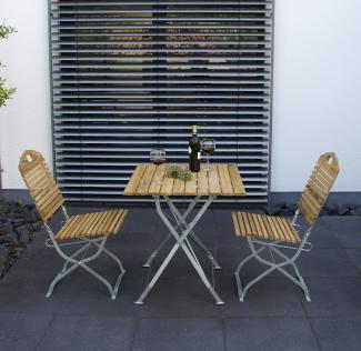Kurgarten - Garnitur BAD TÖLZ 3-teilig (2x Stuhl, 1x Tisch 70x70cm), Flachstahl verzinkt + Robinie, klappbar