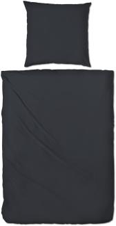 Hahn Haustextilien Luxus-Satin Bettwäsche uni Farbe schwarz Größe 135x200 cm