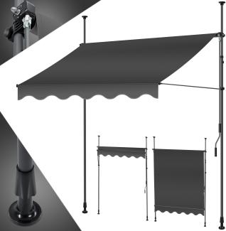 KESSER® Klemmmarkise mit Handkurbel Balkon, Balkonmarkise ohne Bohren, UV-beständig höhenverstellbar wasserabweisend , Sonnenschutz, Terrassenüberdachung , einfache Montage Anthrazit, 350cm