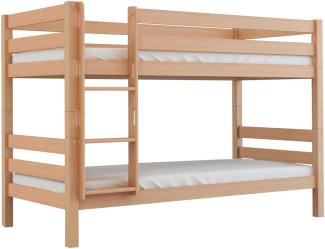 Etagenbett Kinderbett MARK 200x90 cm mit Zusatzbett-Bettkasten Buchenholz massiv Natur