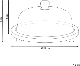 Tortenplatte Mangoholz hellbraun Antik-Optik mit Glocke rund ⌀ 29 cm DENDERA