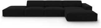 Micadoni 5-Sitzer Samtstoff Ecke rechts Sofa Jodie | Bezug Black | Beinfarbe Black Plastic