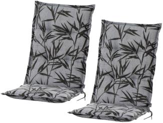 Auflagen Hochlehner für Gartenstuhl 120x48cm Sesselauflage Stuhlpolster Polster in grün oder grau Gartenstuhlauflagen dick gepolstert Bambus, 2 Stück