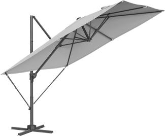 SONGMICS Sonnenschirm, Ampelschirm, 270 x 270 cm, UV-Schutz UPF 50+, Gartenschirm, um 360° drehbar, Neigungswinkel verstellbar, mit Kurbel, Kreuzfuß, taubengrau