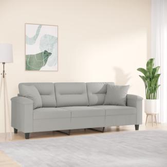 vidaXL 3-Sitzer-Sofa mit Kissen Hellgrau 180 cm Mikrofasergewebe