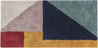 Teppich Baumwolle 80 x 150 cm mehrfarbig geometrisches Muster Kurzflor JALGAON