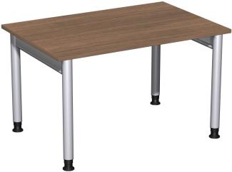 Schreibtisch '4 Fuß Pro' höhenverstellbar, 120x80cm, Nussbaum / Silber