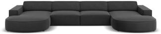 Micadoni 6-Sitzer Samtstoff Panorama Sofa Jodie | Bezug Grey | Beinfarbe Black Plastic