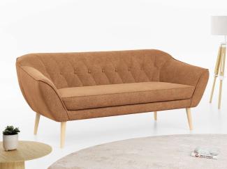 Sofa, Skandinavischer Stil, Holzbeine - PIRS - 3 Sitzer - Orange - Struktur